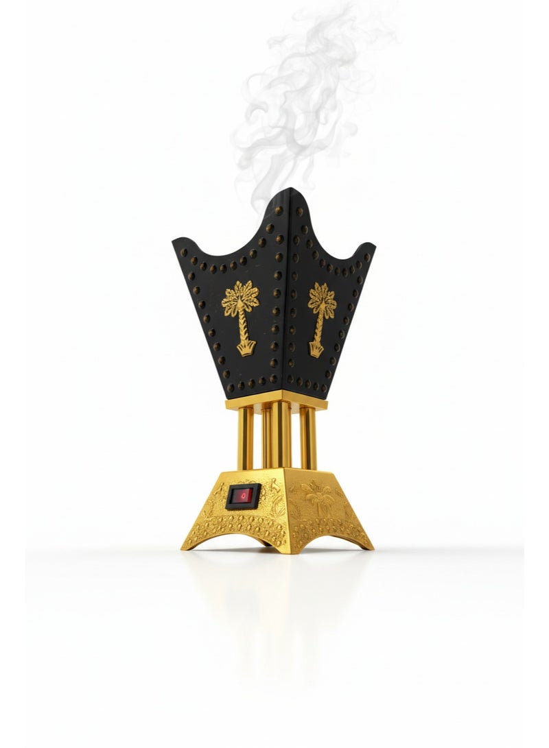 السيف  مبخرة كهربائية فاخرة للبخور لشهر رمضان - مبخرة عود عربي ذهبي وأسود مع تسخين بدون دخان - Image 5